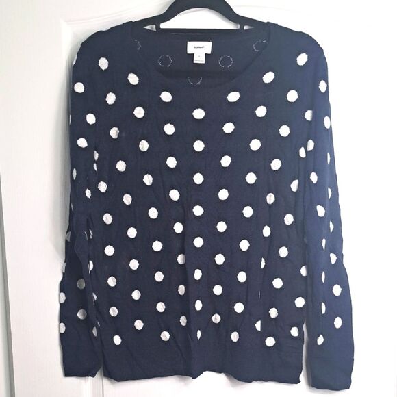 Navy and White Polka Dot Sweater - Picture 1 of 3